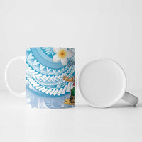 Hawaii Mele Kalikimaka Ceramic Mug Hula Santa Retro Style Blue - Polynesian Pride