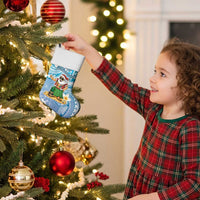 Hawaii Mele Kalikimaka Christmas Stocking Hula Santa Retro Style Blue - Polynesian Pride