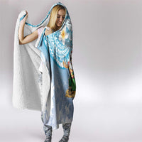 Hawaii Mele Kalikimaka Hooded Blanket Hula Santa Retro Style Blue - Polynesian Pride