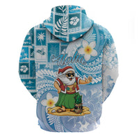 Hawaii Mele Kalikimaka Hoodie Hula Santa Retro Style Blue - Polynesian Pride
