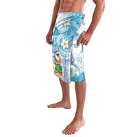 Hawaii Mele Kalikimaka Lavalava Hula Santa Retro Style Blue - Polynesian Pride