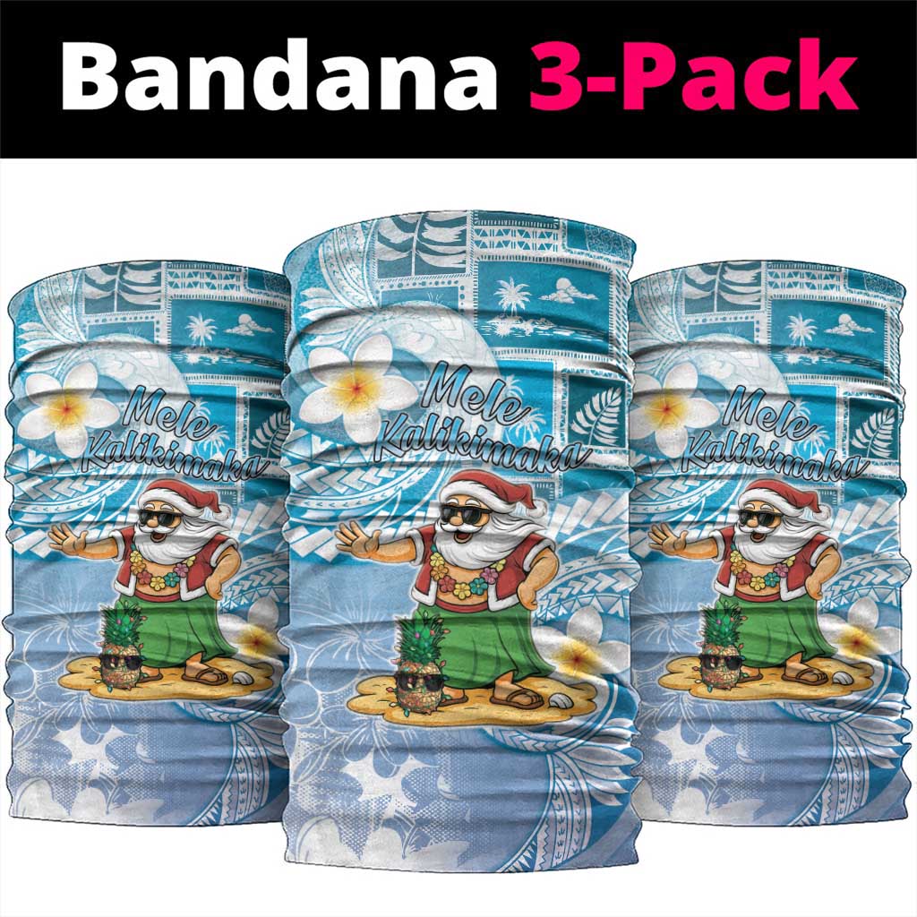 Hawaii Mele Kalikimaka Neck Gaiter Hula Santa Retro Style Blue - Polynesian Pride