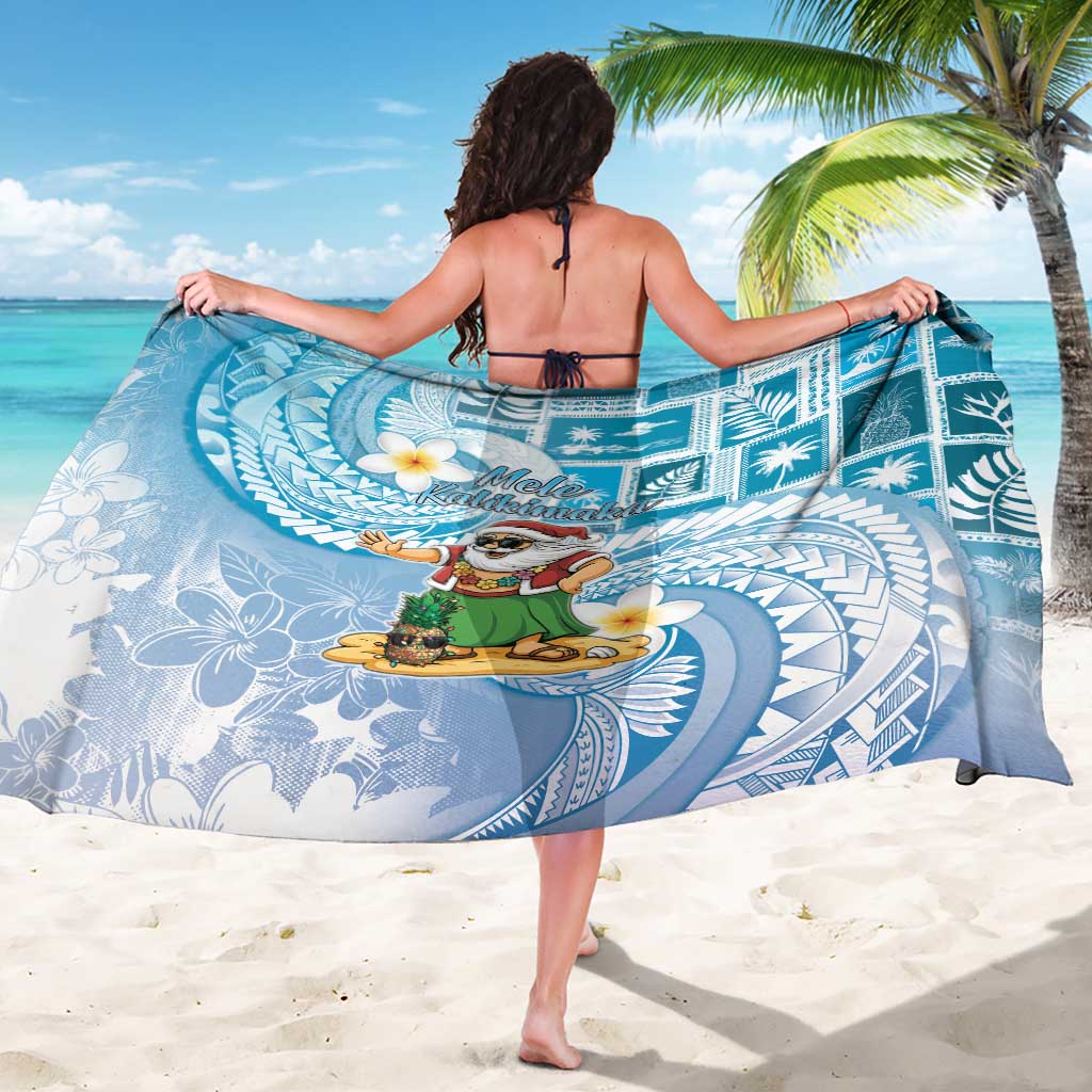 Hawaii Mele Kalikimaka Sarong Hula Santa Retro Style Blue - Polynesian Pride