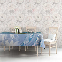 Hawaii Mele Kalikimaka Tablecloth Hula Santa Retro Style Blue - Polynesian Pride