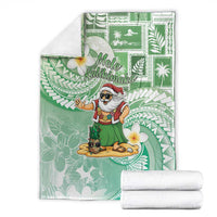 Hawaii Mele Kalikimaka Blanket Hula Santa Retro Style Green - Polynesian Pride