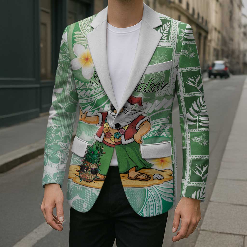 Hawaii Mele Kalikimaka Blazer Hula Santa Retro Style Green - Polynesian Pride