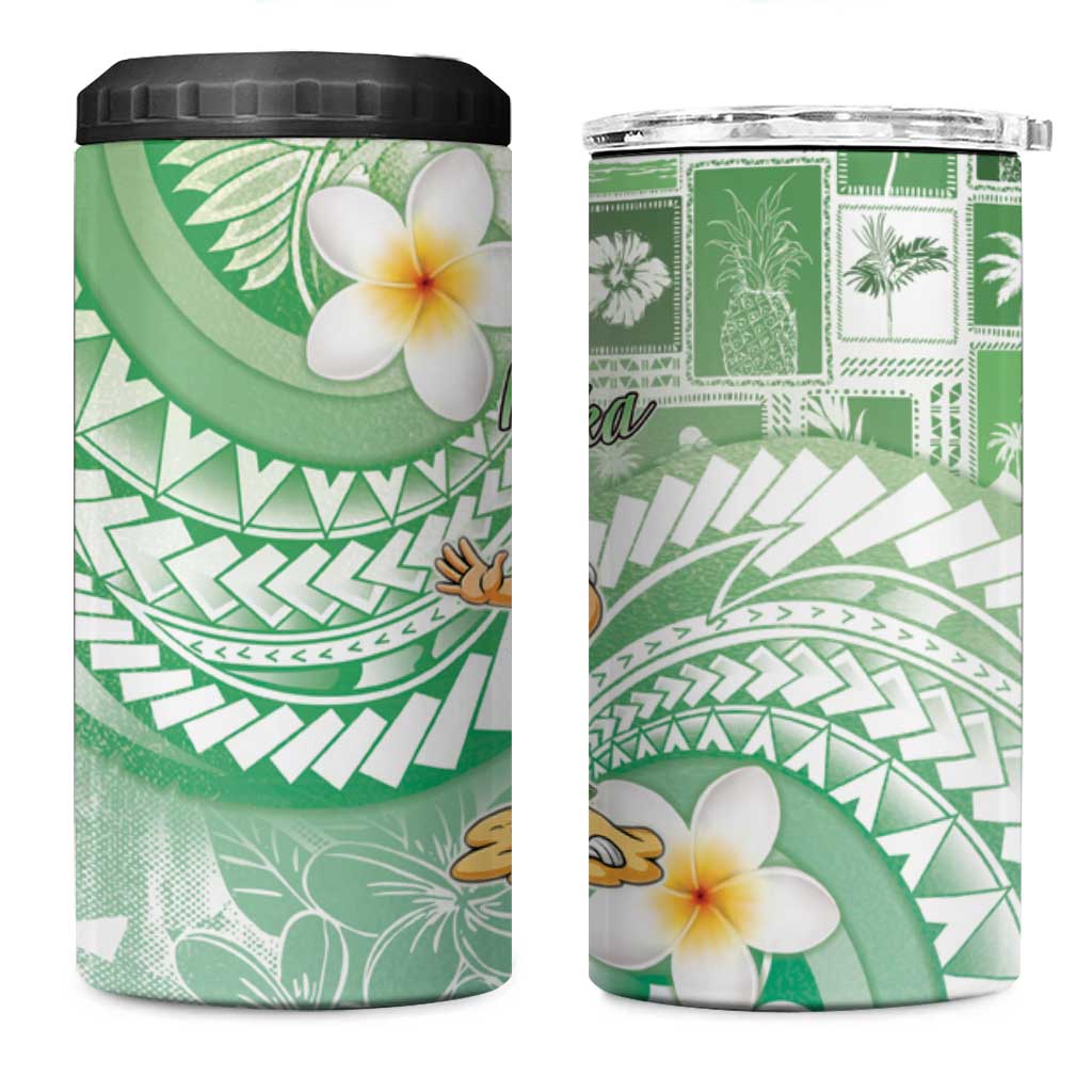 Hawaii Mele Kalikimaka 4 in 1 Can Cooler Tumbler Hula Santa Retro Style Green - Polynesian Pride