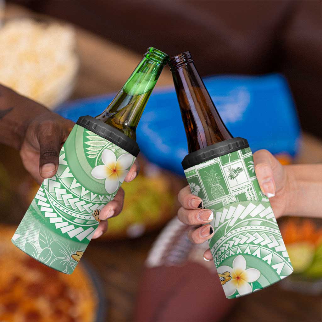 Hawaii Mele Kalikimaka 4 in 1 Can Cooler Tumbler Hula Santa Retro Style Green - Polynesian Pride