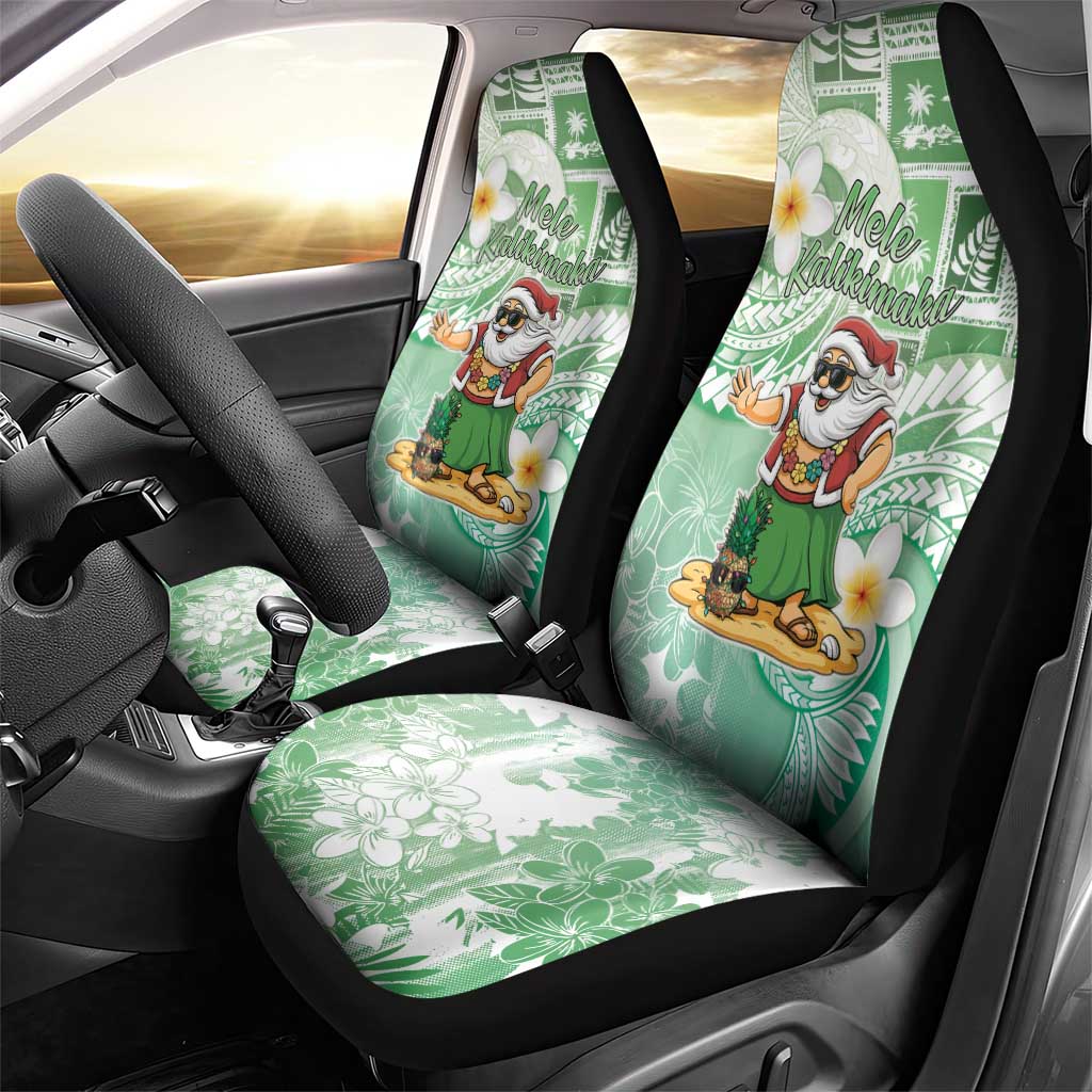 Hawaii Mele Kalikimaka Car Seat Cover Hula Santa Retro Style Green - Polynesian Pride