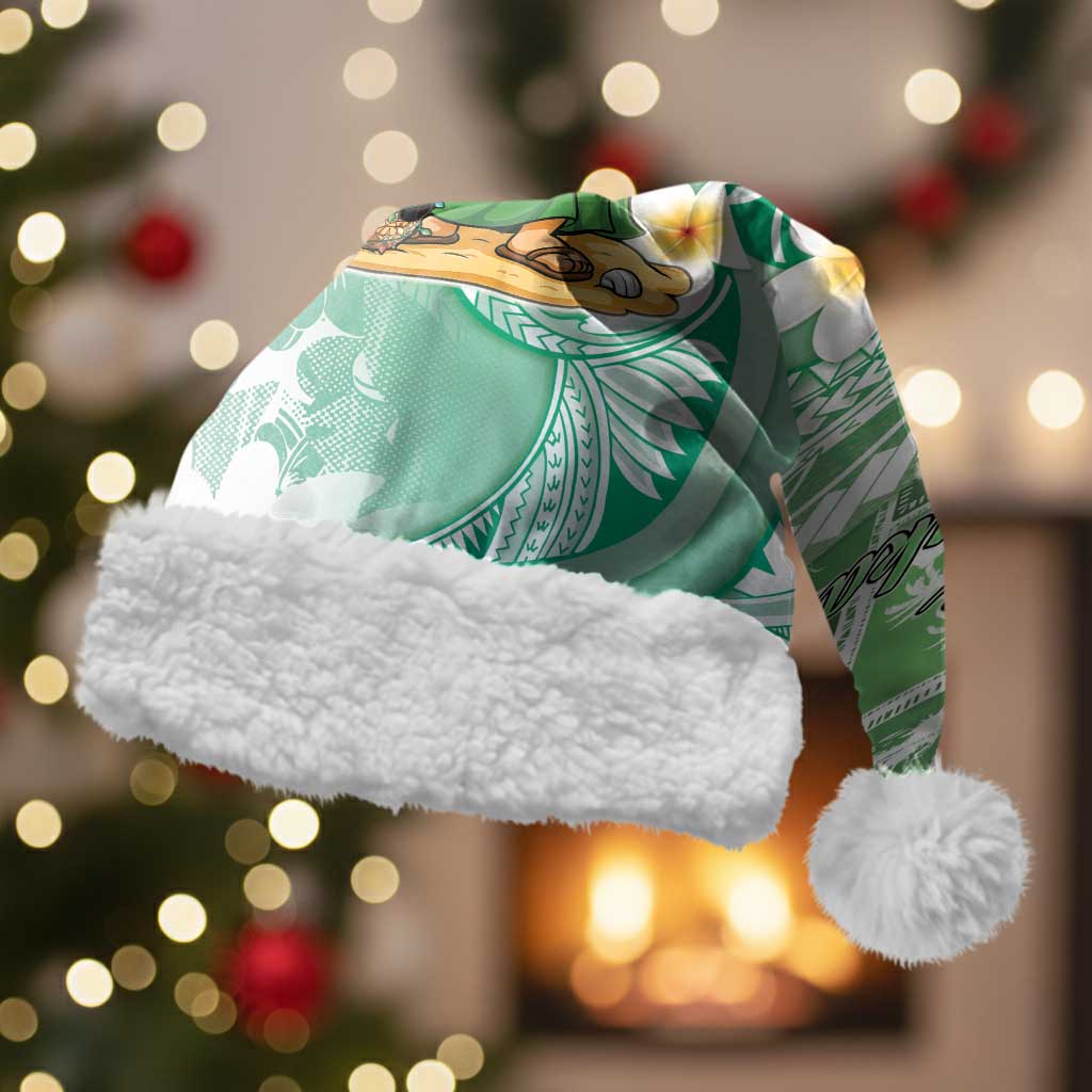 Hawaii Mele Kalikimaka Christmas Santa Hat Hula Santa Retro Style Green - Polynesian Pride