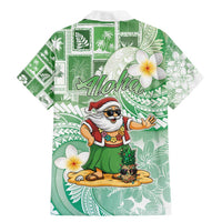 Hawaii Mele Kalikimaka Family Matching Mermaid Dress and Hawaiian Shirt Hula Santa Retro Style Green - Polynesian Pride