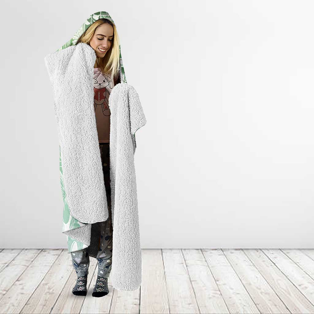 Hawaii Mele Kalikimaka Hooded Blanket Hula Santa Retro Style Green - Polynesian Pride