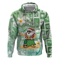 Hawaii Mele Kalikimaka Hoodie Hula Santa Retro Style Green - Polynesian Pride