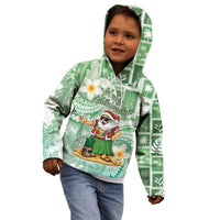 Hawaii Mele Kalikimaka Kid Hoodie Hula Santa Retro Style Green - Polynesian Pride