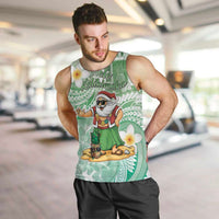 Hawaii Mele Kalikimaka Men Tank Top Hula Santa Retro Style Green - Polynesian Pride