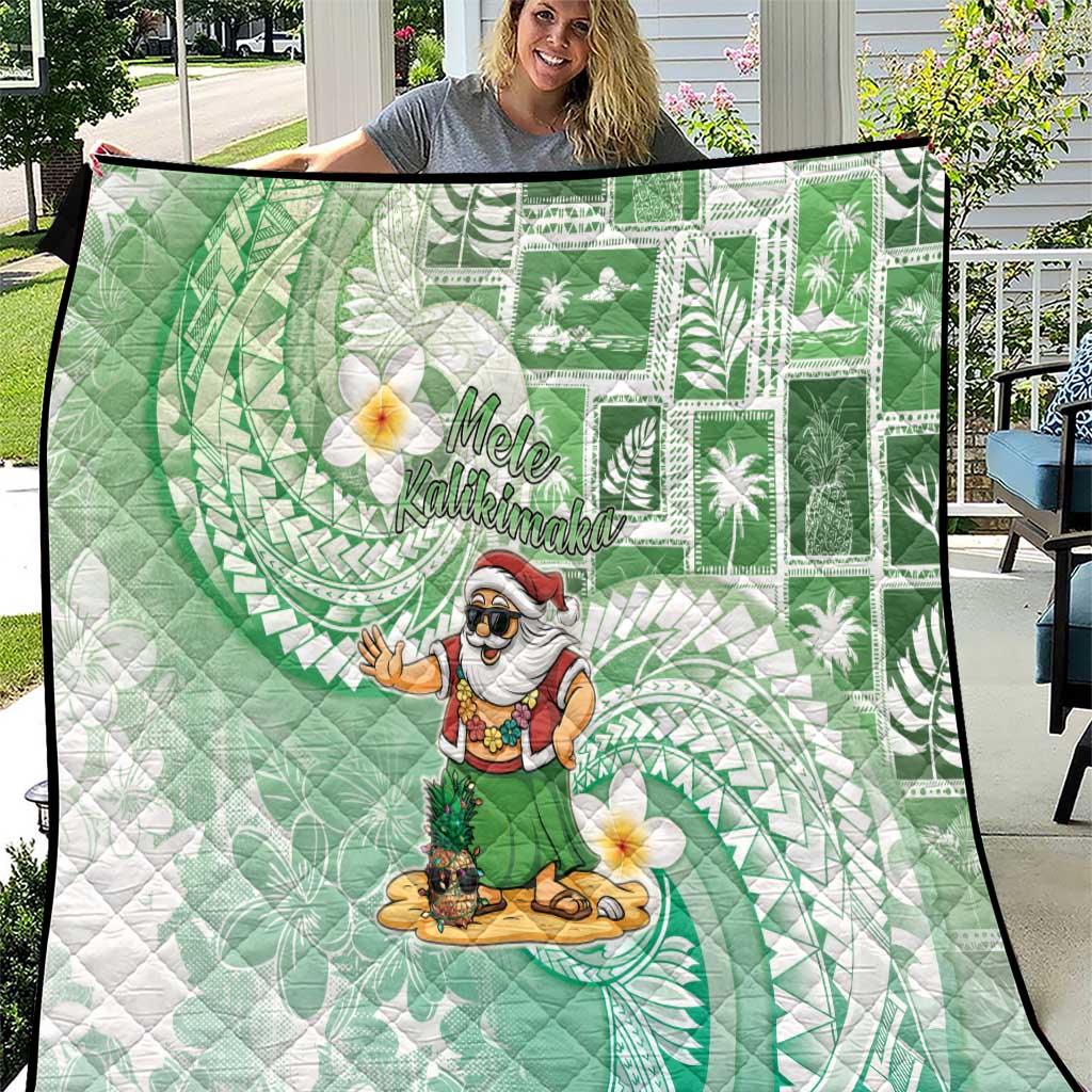 Hawaii Mele Kalikimaka Quilt Hula Santa Retro Style Green - Polynesian Pride
