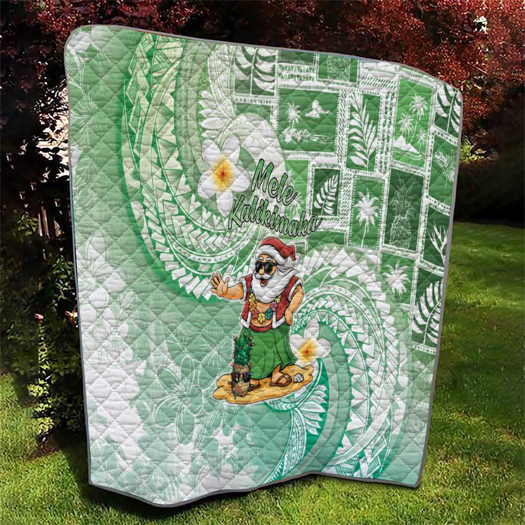 Hawaii Mele Kalikimaka Quilt Hula Santa Retro Style Green - Polynesian Pride