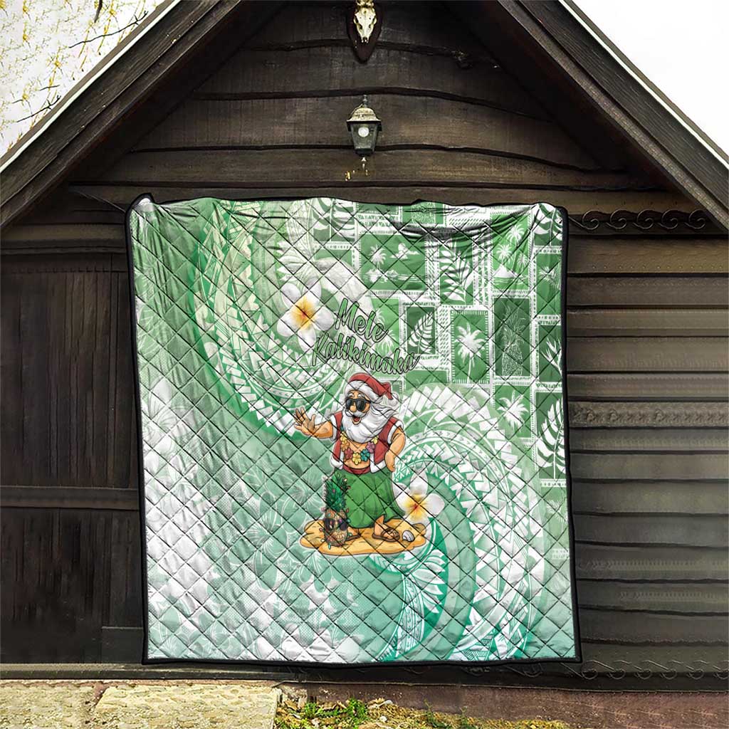 Hawaii Mele Kalikimaka Quilt Hula Santa Retro Style Green - Polynesian Pride