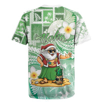 Hawaii Mele Kalikimaka Rugby Jersey Hula Santa Retro Style Green - Polynesian Pride