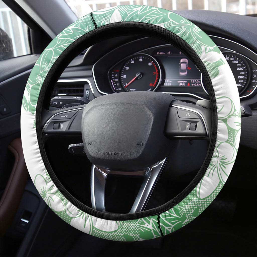 Hawaii Mele Kalikimaka Steering Wheel Cover Hula Santa Retro Style Green - Polynesian Pride