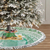 Hawaii Mele Kalikimaka Tree Skirt Hula Santa Retro Style Green - Polynesian Pride
