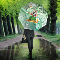 Hawaii Mele Kalikimaka Umbrella Hula Santa Retro Style Green - Polynesian Pride