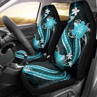 Aqua Polynesian Pattern With Tropical Flowers Car Seat Cover LT05 - Polynesian Pride