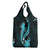 Aqua Polynesian Pattern With Tropical Flowers Grocery Bag