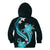 Aqua Polynesian Pattern With Tropical Flowers Kid Hoodie LT05 - Polynesian Pride