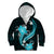 Aqua Polynesian Pattern With Tropical Flowers Kid Hoodie LT05 - Polynesian Pride