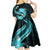 Aqua Polynesian Pattern With Tropical Flowers Kid Short Sleeve Dress LT05 - Polynesian Pride
