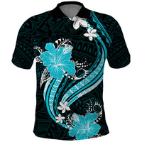 Aqua Polynesian Pattern With Tropical Flowers Polo Shirt LT05 Aqua - Polynesian Pride
