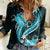 Aqua Polynesian Pattern With Tropical Flowers Women Casual Shirt LT05 Female Aqua - Polynesian Pride
