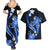Blue Polynesian Pattern With Tropical Flowers Couples Matching Summer Maxi Dress and Hawaiian Shirt LT05 - Polynesian Pride