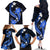Blue Polynesian Pattern With Tropical Flowers Family Matching Off Shoulder Long Sleeve Dress and Hawaiian Shirt LT05 - Polynesian Pride