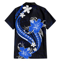 Blue Polynesian Pattern With Tropical Flowers Family Matching Short Sleeve Bodycon Dress and Hawaiian Shirt LT05 - Polynesian Pride