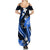 Blue Polynesian Pattern With Tropical Flowers Family Matching Summer Maxi Dress and Hawaiian Shirt LT05 - Polynesian Pride