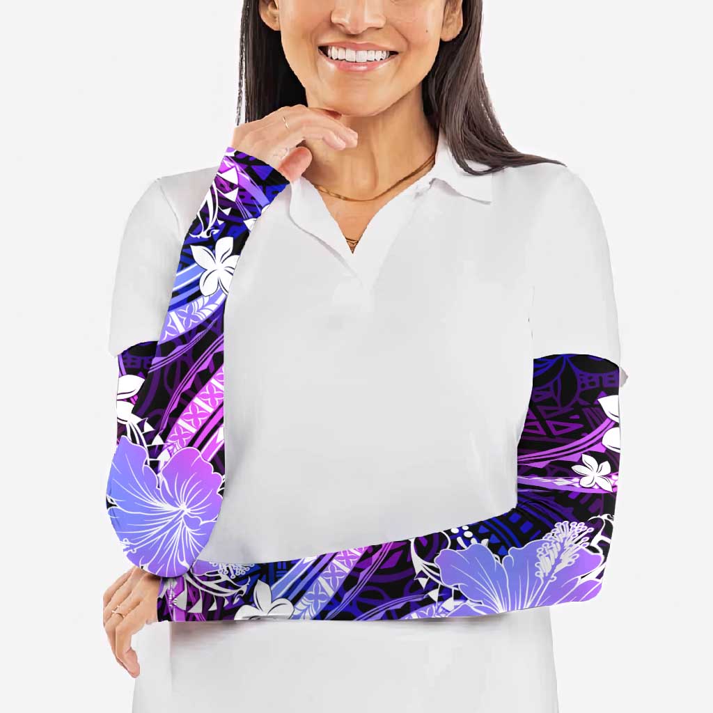 Galaxy Polynesian Pattern With Tropical Flowers Arm Sleeves LT05 - Polynesian Pride