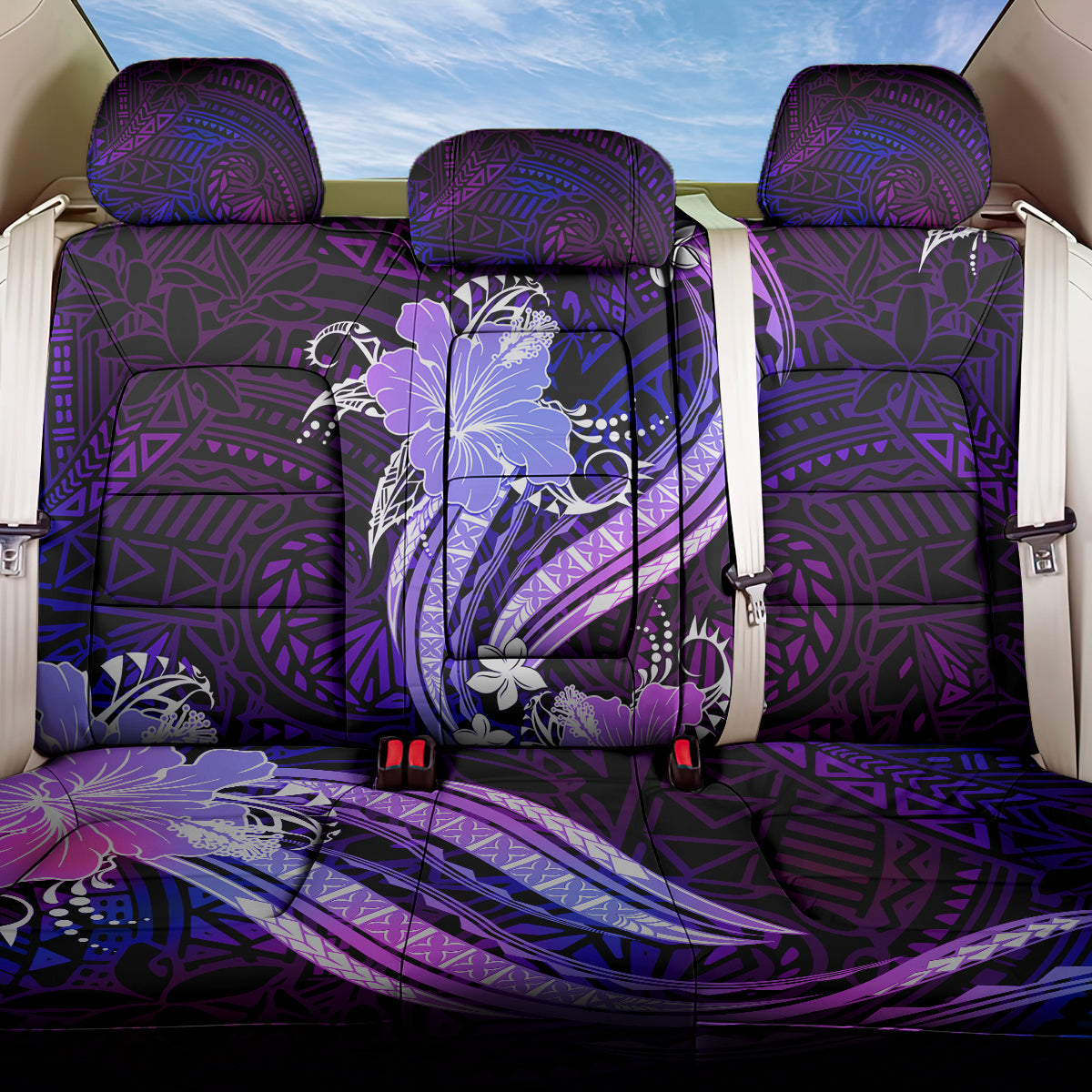 Galaxy Polynesian Pattern With Tropical Flowers Back Car Seat Cover LT05 One Size Galaxy - Polynesian Pride