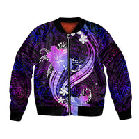 Galaxy Polynesian Pattern With Tropical Flowers Bomber Jacket LT05 Unisex Galaxy - Polynesian Pride