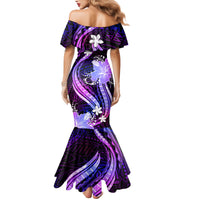Galaxy Polynesian Pattern With Tropical Flowers Family Matching Mermaid Dress and Hawaiian Shirt LT05 - Polynesian Pride