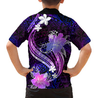 Galaxy Polynesian Pattern With Tropical Flowers Family Matching Off Shoulder Maxi Dress and Hawaiian Shirt LT05 - Polynesian Pride
