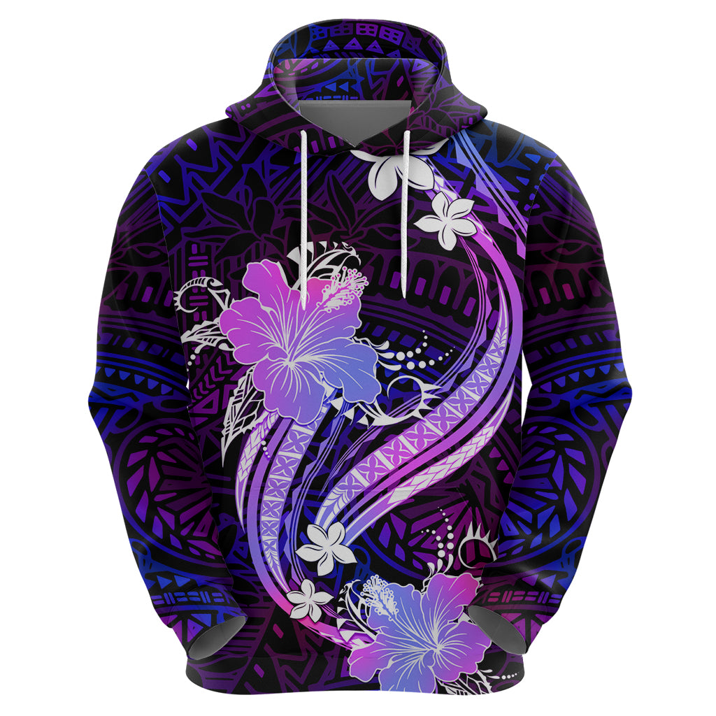 Galaxy Polynesian Pattern With Tropical Flowers Hoodie LT05 - Polynesian Pride