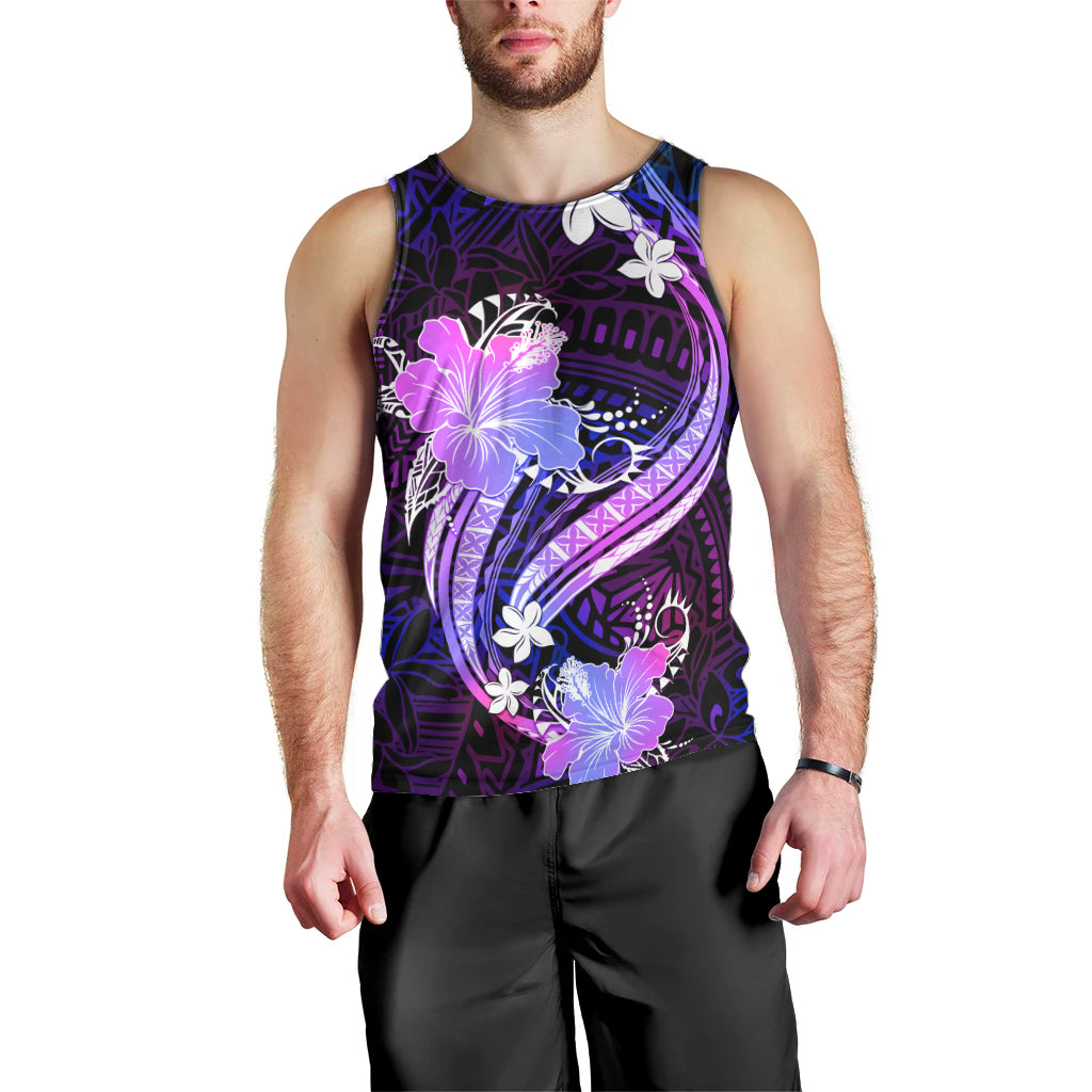 Galaxy Polynesian Pattern With Tropical Flowers Men Tank Top LT05 - Polynesian Pride