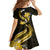 Gold Polynesian Pattern With Tropical Flowers Family Matching Off Shoulder Long Sleeve Dress and Hawaiian Shirt LT05 - Polynesian Pride