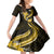 Gold Polynesian Pattern With Tropical Flowers Family Matching Summer Maxi Dress and Hawaiian Shirt LT05 Daughter's Dress Gold - Polynesian Pride