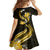 Gold Polynesian Pattern With Tropical Flowers Kid Short Sleeve Dress LT05 - Polynesian Pride