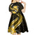 Gold Polynesian Pattern With Tropical Flowers Kid Short Sleeve Dress LT05 - Polynesian Pride