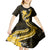 Gold Polynesian Pattern With Tropical Flowers Kid Short Sleeve Dress LT05 - Polynesian Pride