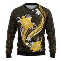 Gold Polynesian Pattern With Tropical Flowers Ugly Christmas Sweater LT05 - Polynesian Pride